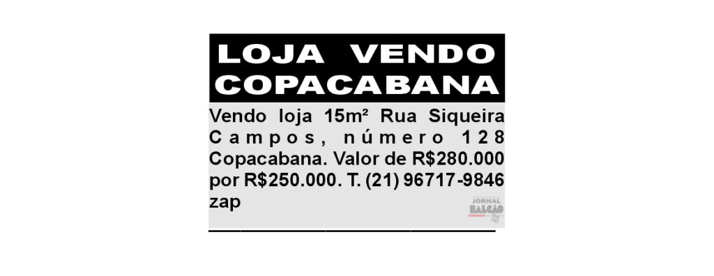 VENDO LOJA EM COPACABANA