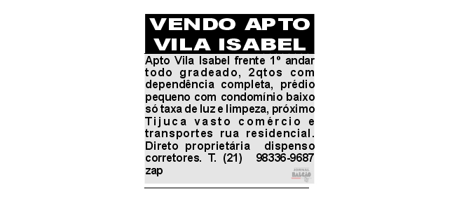 VENDO APTO VILA ISABEL 2QTOS