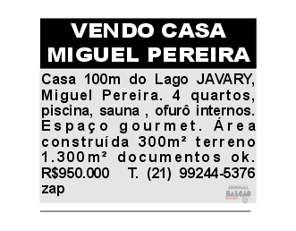 VENDO CASA MIGUEL PEREIRA SITE