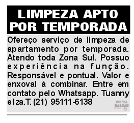 site LIMPEZA APTO POR TEMPORADA
