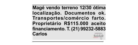 Magé vendo terreno 12/30 ótima localização