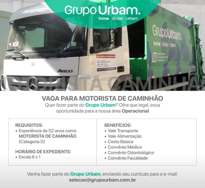 Vaga para motorista de caminhão.