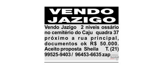 Vendo Jazigo 2 níveis ossário no cemitério do Caju