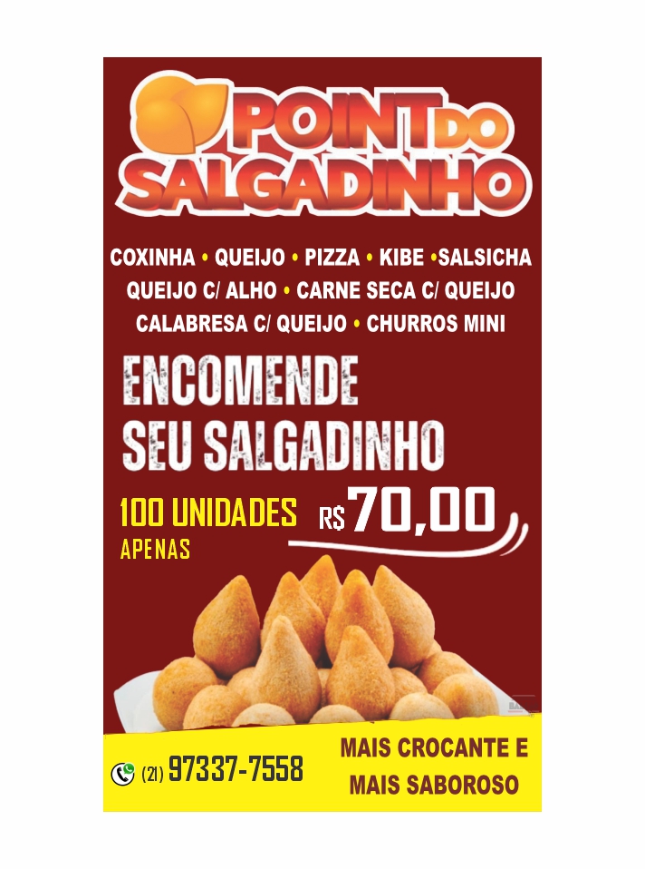 Point do Salgadinho 100 unidades apenas R$ 70,00